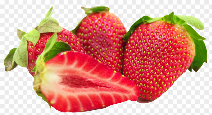 Strawberries With Leaves Strawberry Ice Cream Juice PNG