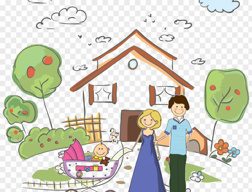 Family Cartoon Father Child Care PNG