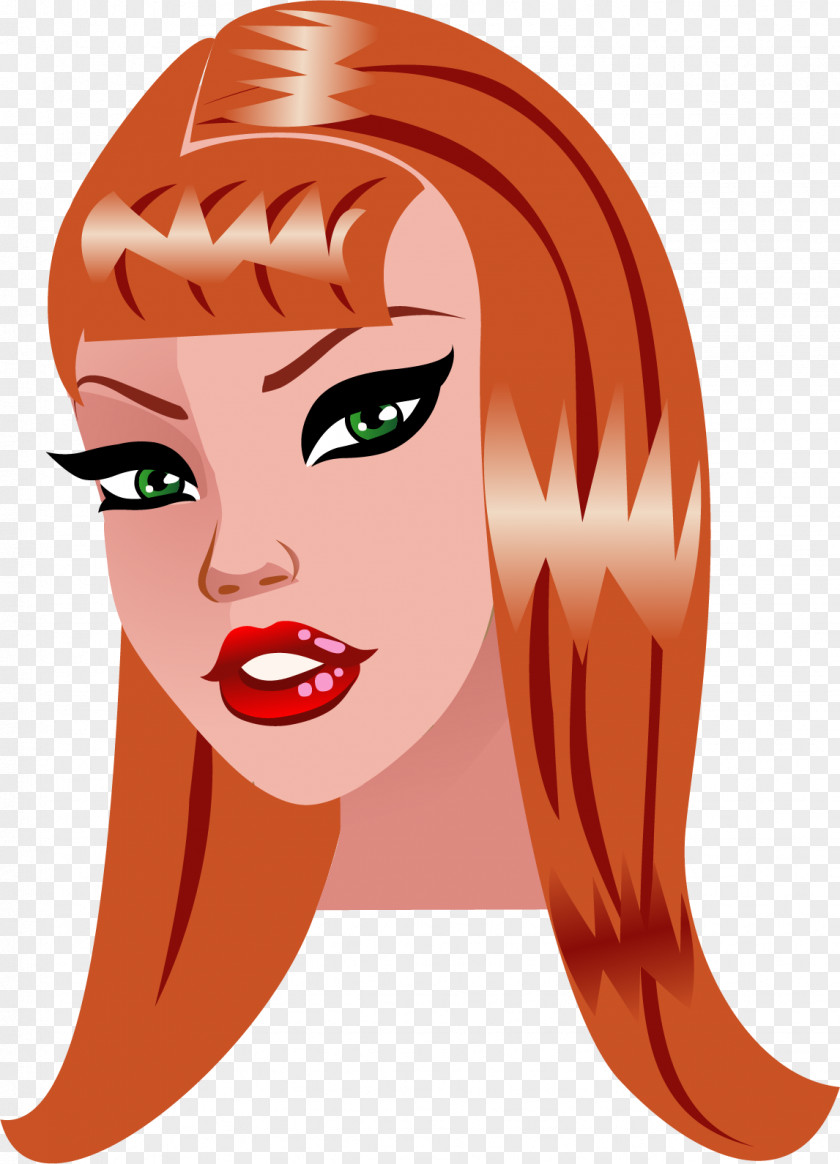 Vector Hand-painted Hair Beauty Hairstyle Long PNG