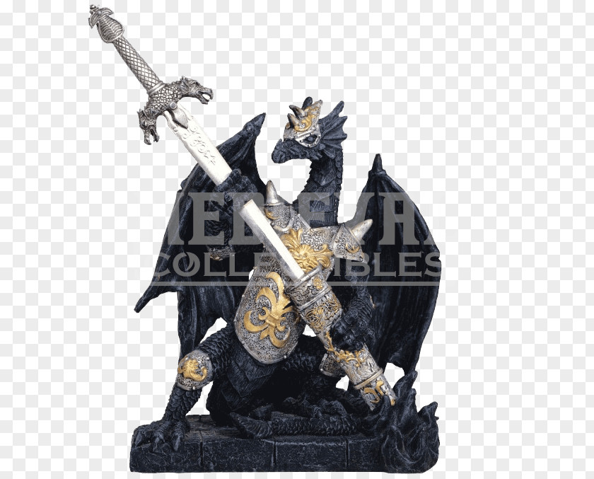 Medieval Dragon Sword Statue Sculpture Figurine PNG