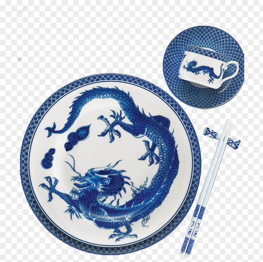 China Bone Tableware Plate Dragon PNG