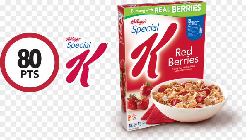 Breakfast Cereal Kellogg's Special K Red Berries Cereals Frosted Flakes Corn All-Bran Complete Wheat PNG