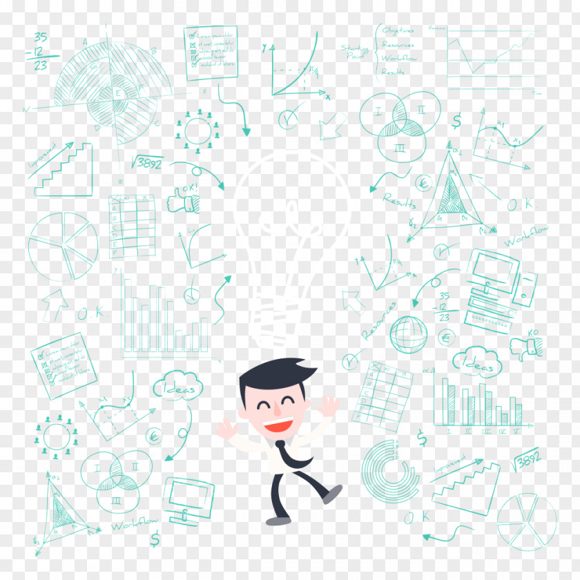 Vector Cartoon Business Man With A Light Bulb Graphic Design Illustration PNG