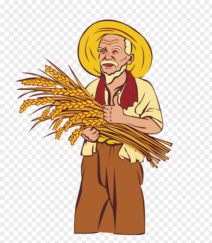 Grandfather Holding Rice Packaging And Labeling Farmer Agriculture Fertilizer PNG