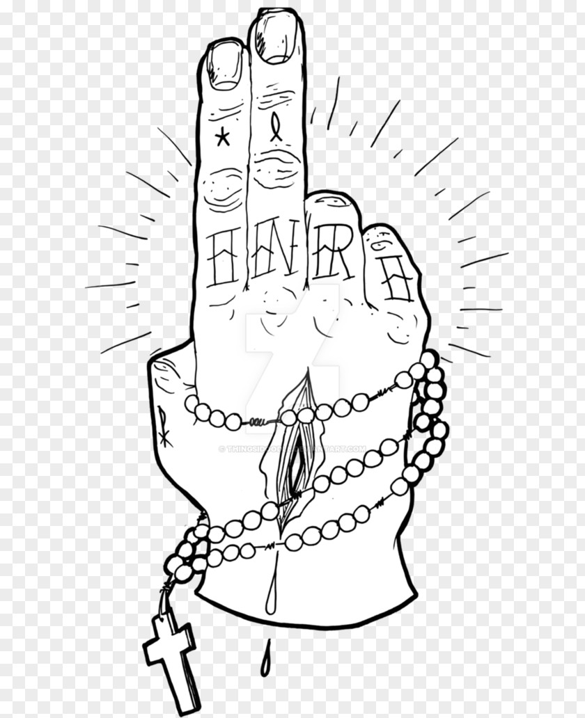 Jesus Praying Hands Drawing Rosary Prayer PNG