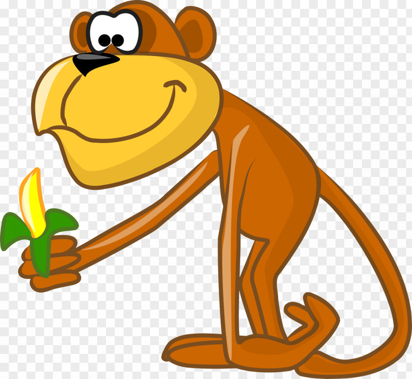Vector Cartoon Monkey With Banana Art Clip PNG