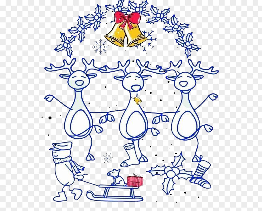 Christmas Reindeer Decoration Free Blue Buckle Clip T-shirt Art PNG