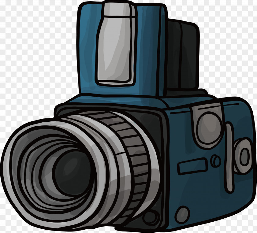 Blue Hand-painted Camera Photography Computer File PNG