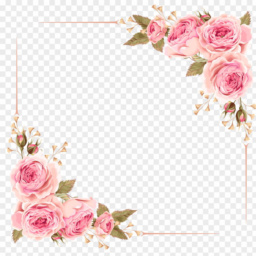 Rose Border Wedding Invitation Flower Pink Clip Art PNG