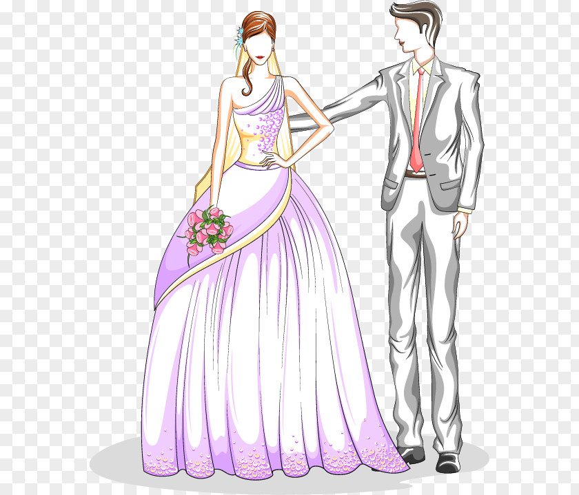 Valentines Day Painted The Bride And Groom Bridegroom Wedding Illustration PNG