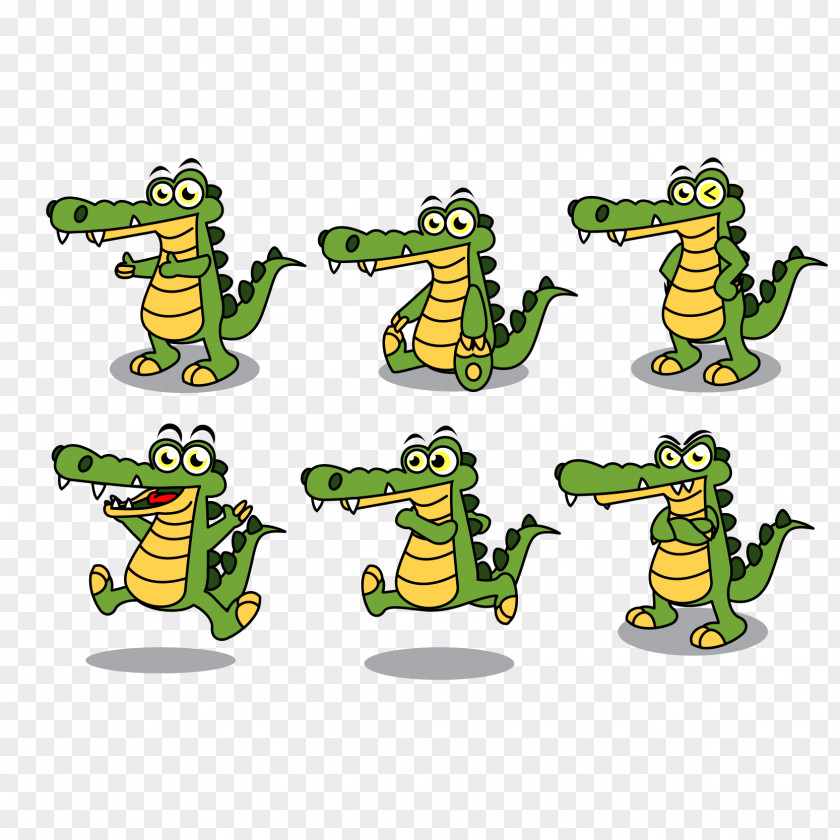 Vector Crocodile Posture Alligator Mascot Clip Art PNG