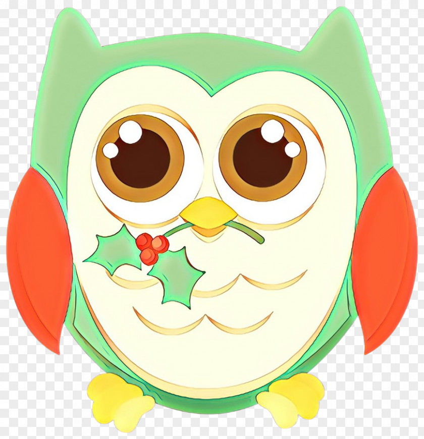 Bird Of Prey Owl Cartoon Green PNG