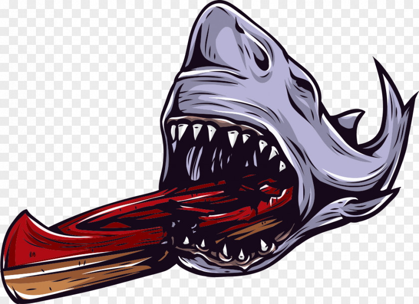 Creative Monster Shark Sticker Decal Illustration PNG