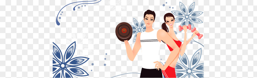 Hand-painted Pattern Fashionable Women Bodybuilding Poster PNG