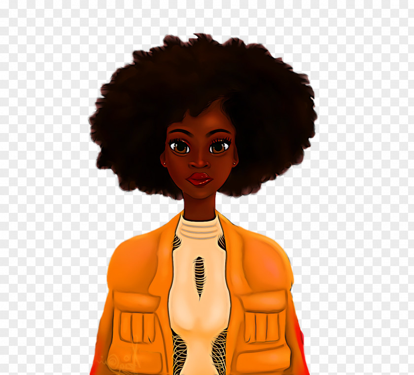 Afro Hair Doll Cartoon PNG