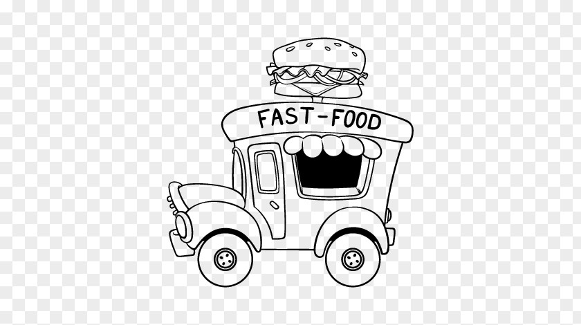 Black And White Food Hamburger Hot Dog Coloring Book Drawing Truck PNG