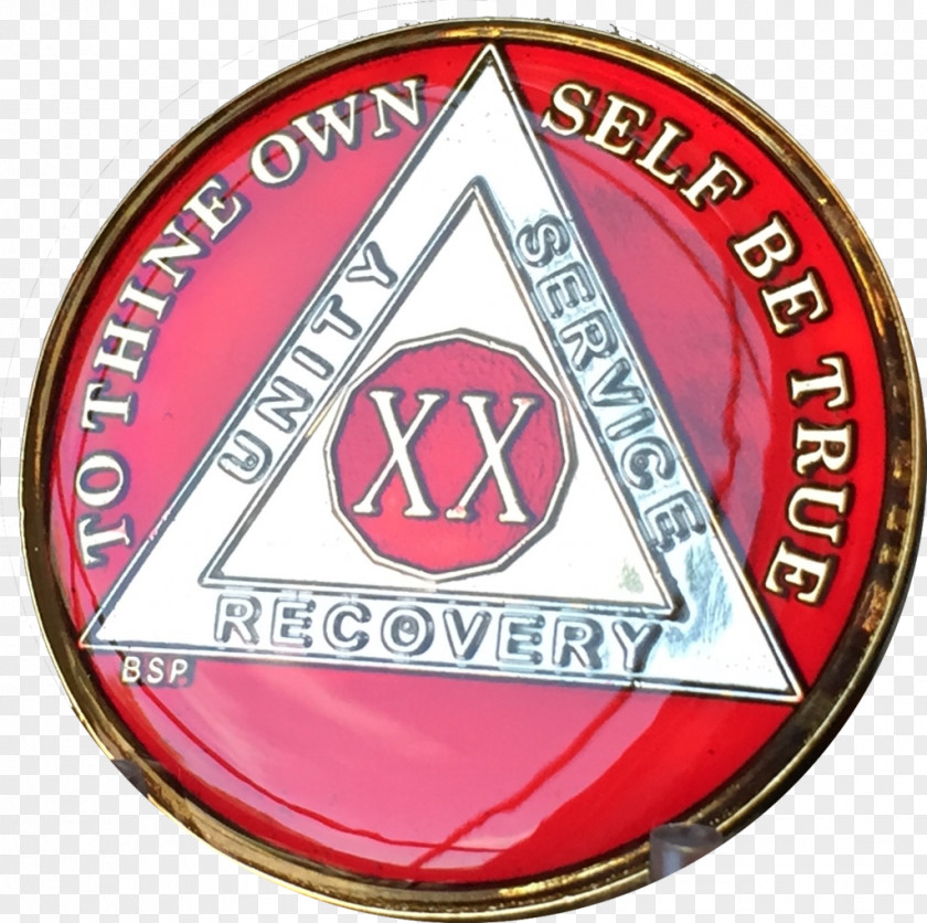 Gold Alcoholics Anonymous Sobriety Coin Serenity Prayer PNG