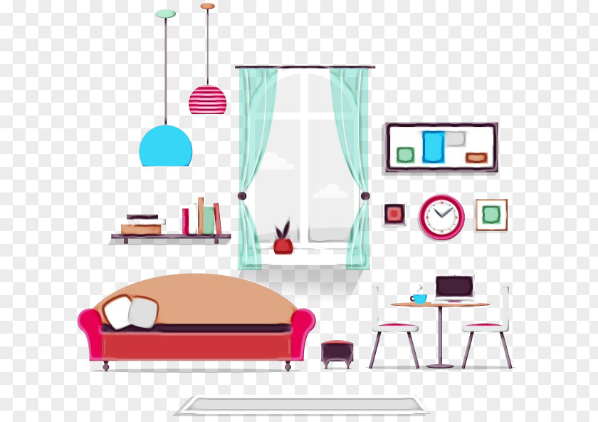 Bed Bedroom Watercolor Cartoon PNG