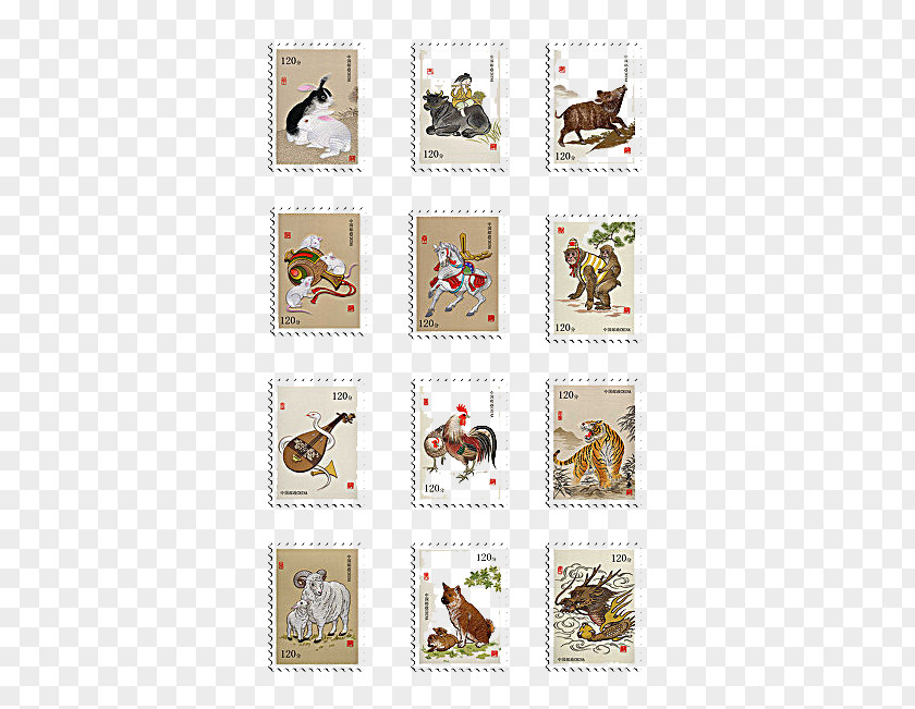 Various Animal Cursors Embroidery Chinese Zodiac Illustration PNG