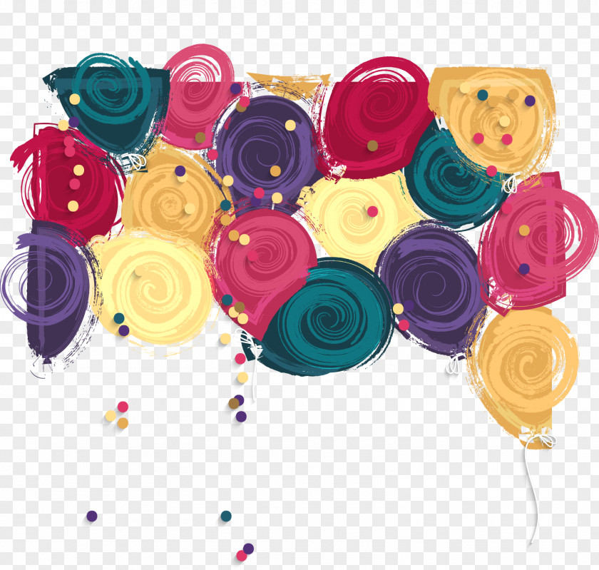 Color Circle Pattern Watercolor Painting Birthday PNG