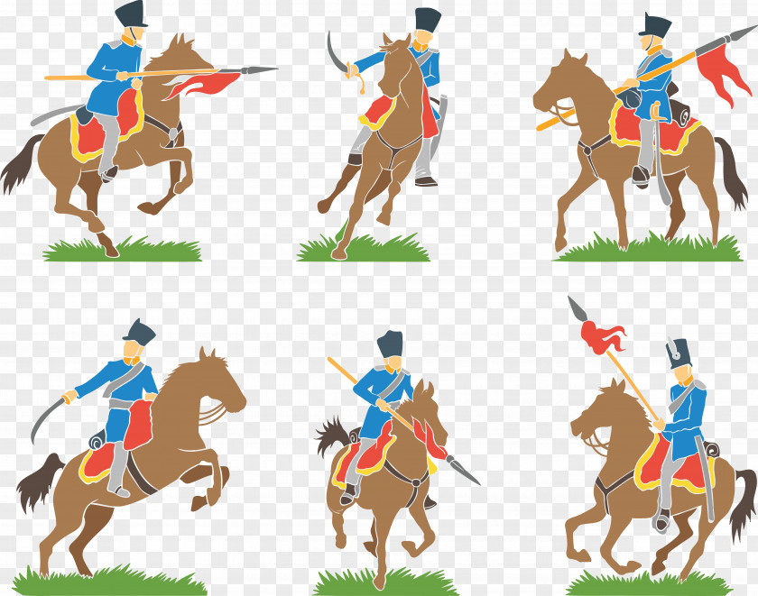 Handsome Knight Pony Cavalry Clip Art PNG