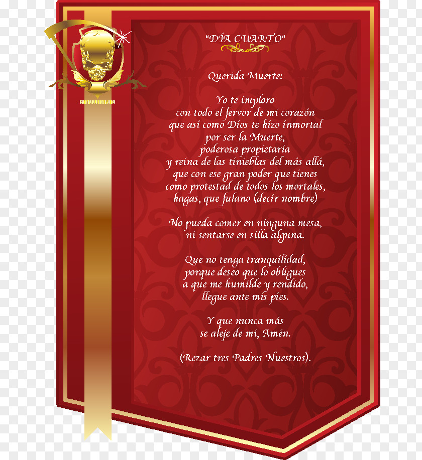 Santa Muerte Prayer Amarre De Amor Love Saint PNG