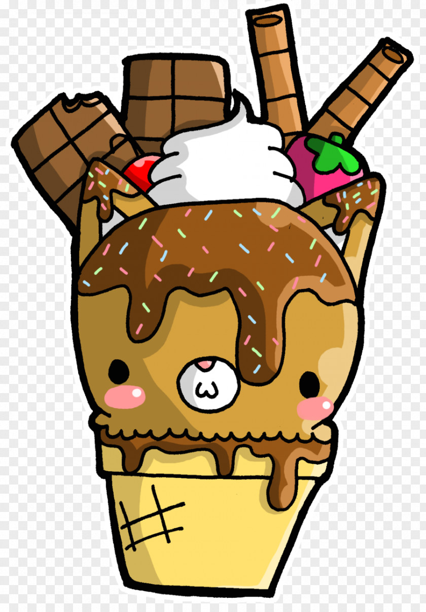 Cartoon Ice Cream Cone Sundae Cupcake PNG