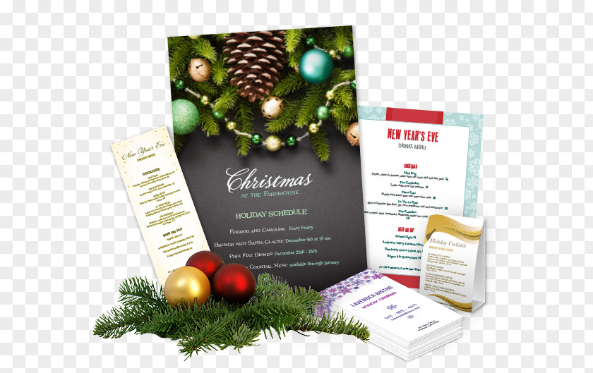 Restaurant Menu Flyer Advertising Christmas Ornament Product Superfood Tree PNG