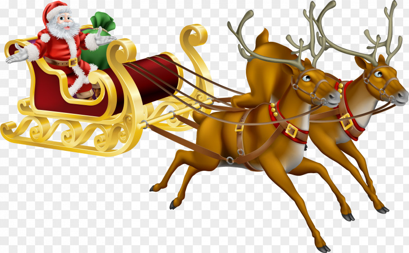 Santa Sleigh Rudolph Claus Reindeer Christmas PNG