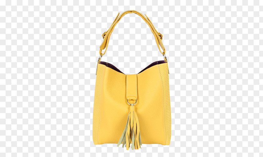 Tassel Hobo Bag Leather Handbag Yellow PNG