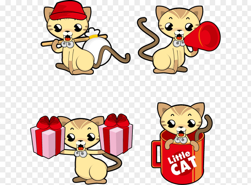 Vector Cartoon Cat Kitten Clip Art PNG