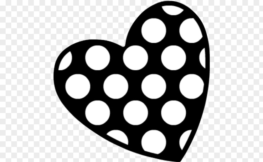 Blackandwhite Heart Polka Dot PNG