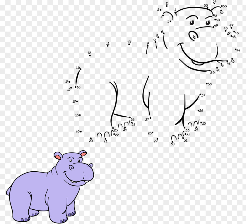 Cartoon Hippo Hippopotamus Rhinoceros Connect The Dots Illustration PNG