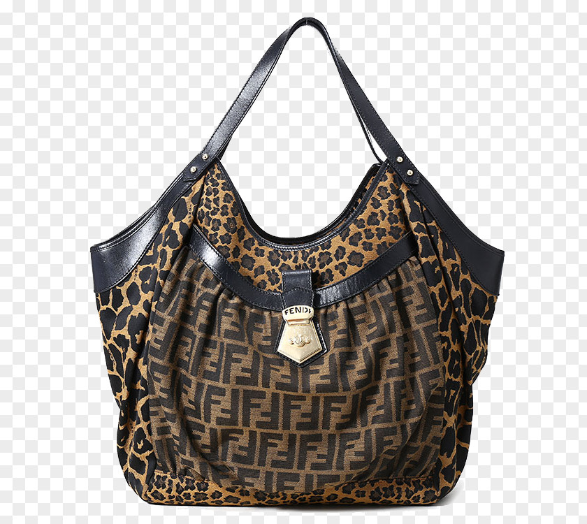 Fendi Brown Leopard Canvas Shoulder Bag Tote PNG