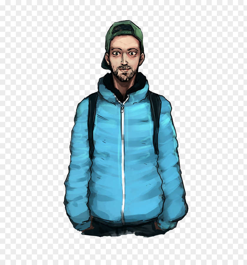 Jacket Hoodie Facial Hair Turquoise PNG