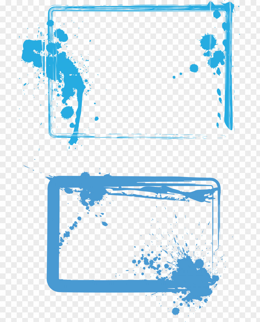 Blue Green Frame Vector Ink PNG