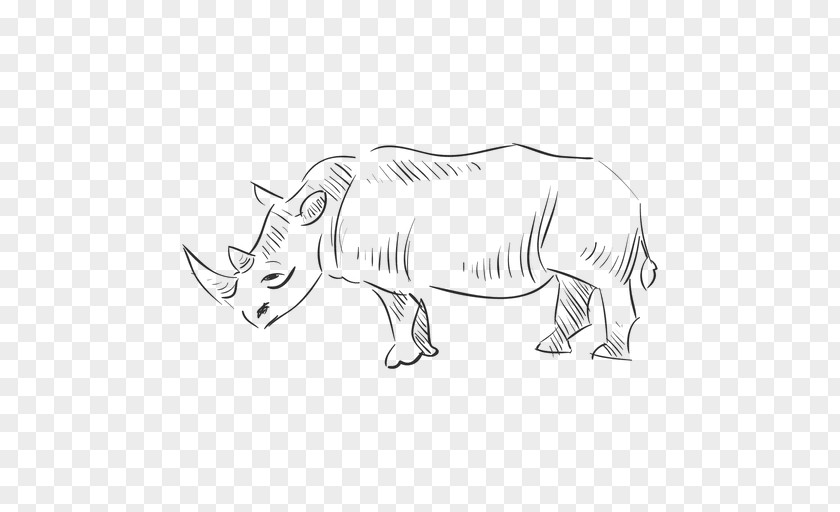 Hand Drawn Rhinoceros Mammal Drawing PNG