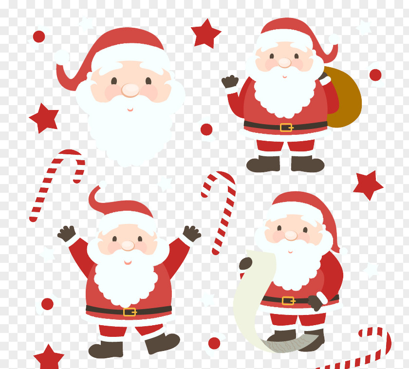 A Joyful Santa Claus Decorative Pattern Illustration PNG