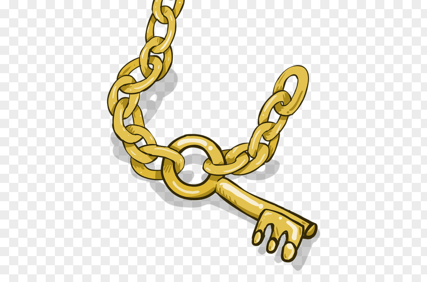 Golden Key Clothing Accessories Jewellery Chain Metal Material PNG