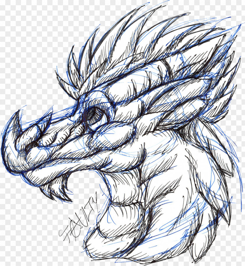 Dragon Line Art Cartoon Sketch PNG