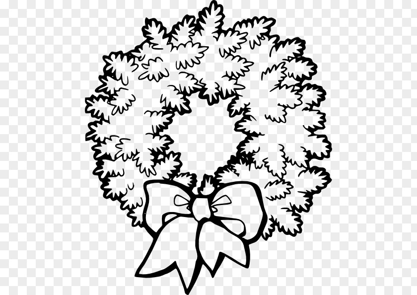 Free Black And White Christmas Clipart Wreath Garland Clip Art PNG