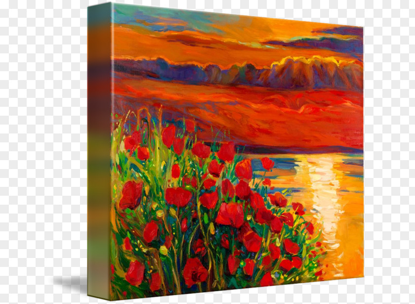 Poppy Field Painting Acrylic Paint Canvas Art PNG