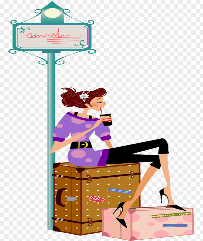 Pull The Luggage To Travel Baggage Clip Art PNG