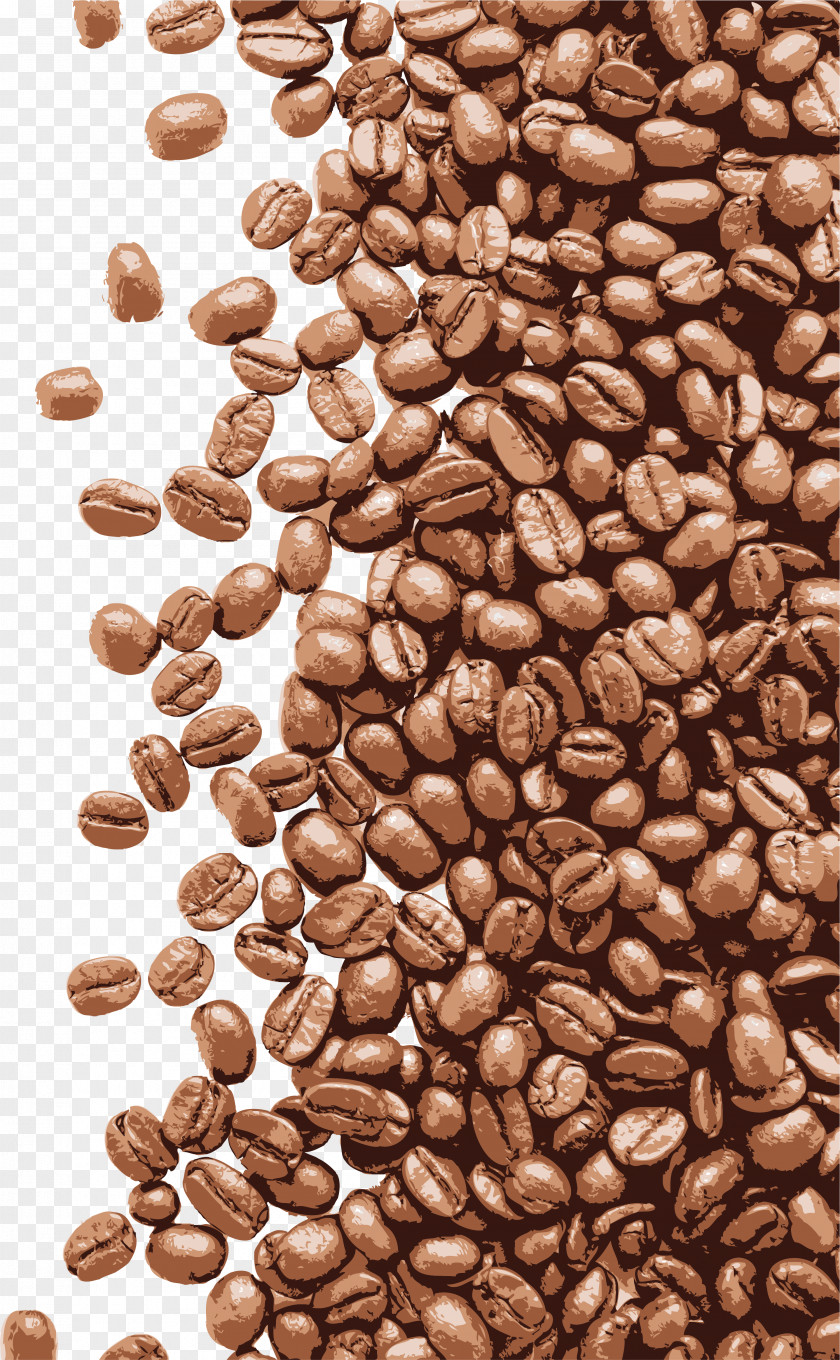 Hand Painted Brown Coffee Beans Latte Cappuccino Espresso Cafe PNG