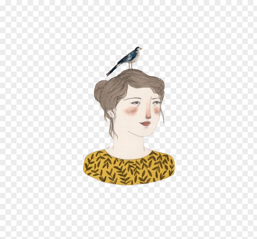 Bird Woman Head Drawing Art Illustration PNG