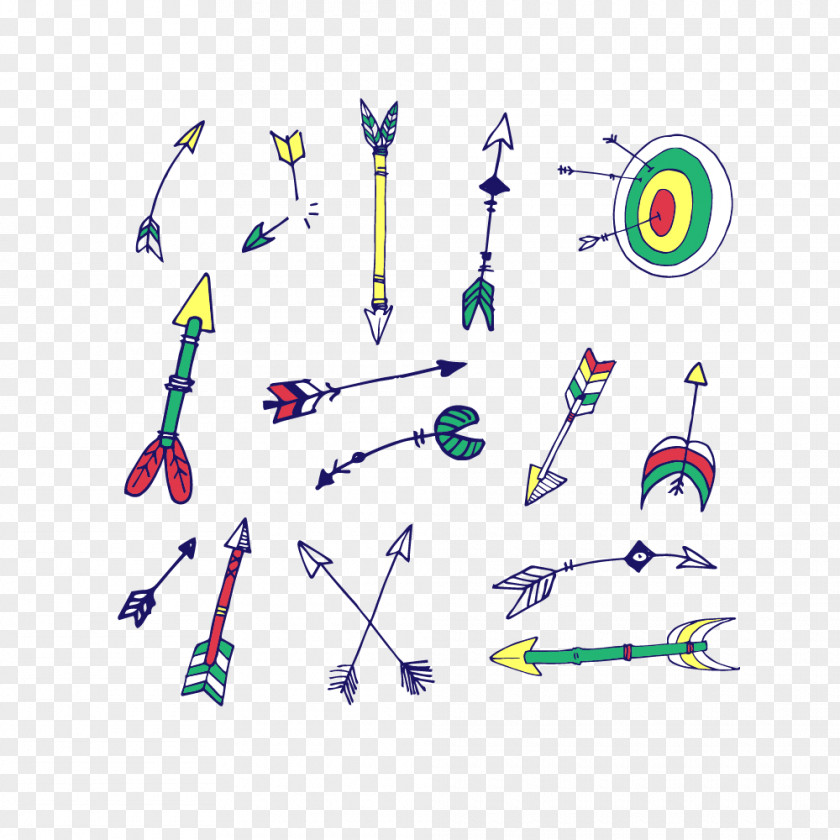 Hand Drawn Arrows And Archery Target Vector Euclidean Arrow Clip Art PNG