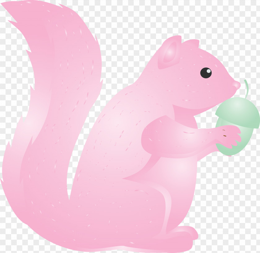 Squirrel Pink Cartoon Animal Figure Tail PNG