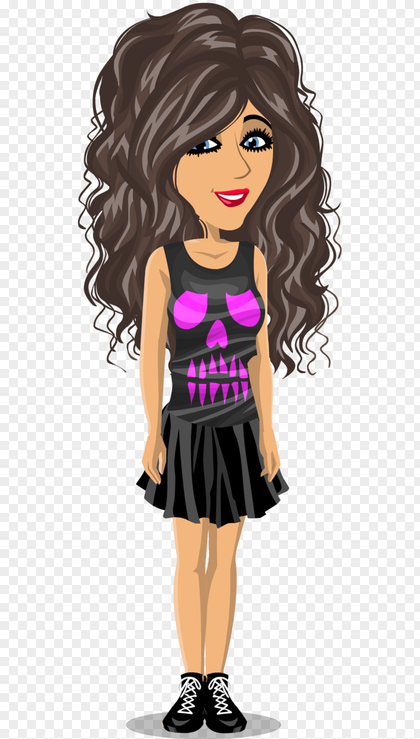 Design Black Hair Cartoon PNG