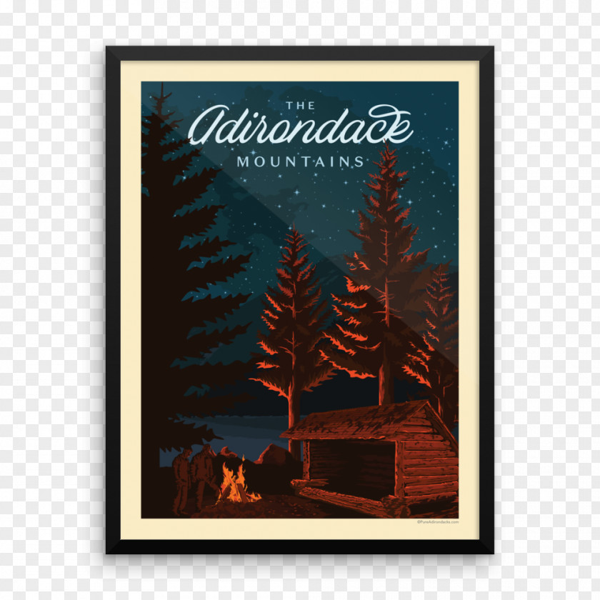 Retro Poster Lake Placid Adirondack Park Long High Peaks PNG