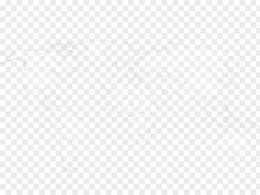 World Map White Line PNG